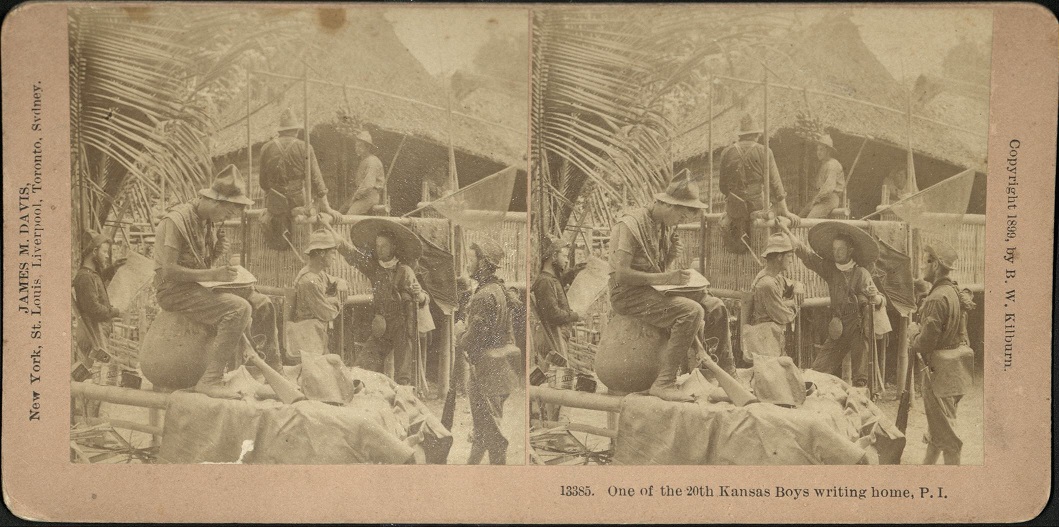 One of the 20th Kansas Boys writing home. P. I.